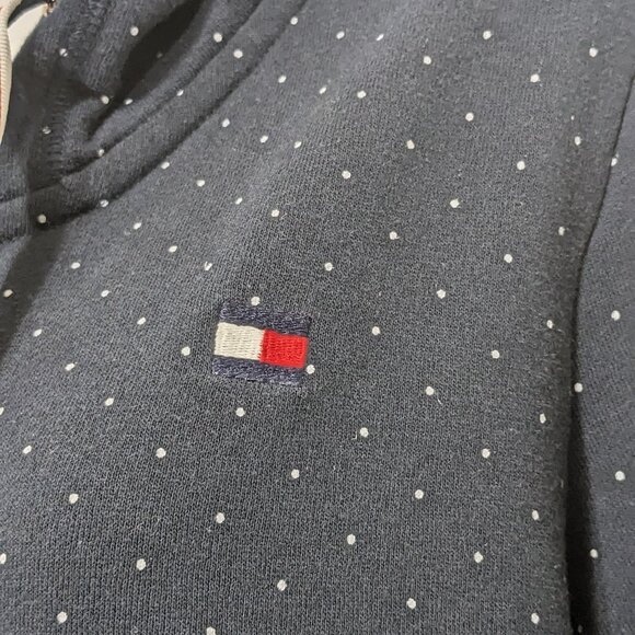 Tommy Hilfiger Navy Zip Up Women's Sweatshirts Hoodie Polka Dot Size Medium - Picture 4 of 9